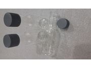 Garrafinha pet 50ml cristal com tampa plastica prata pacote com 10 unidades Drex