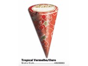 Cone Tropical Vermelho/Ouro 10x15cm com 50 unidades Carber