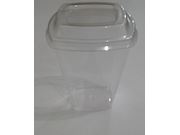 Copo plástico transparente de 50 ml com tampa ref. PIC-051/1 pacote com 10 unidades Plastilânia