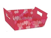 Cesta de cartão rosa com coração Romanza P 18x13x7,5cm unidade Carber