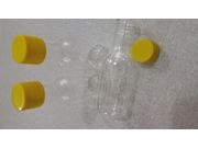 Garrafinha pet 50ml cristal com tampa plastica amarela pacote com 10 unidades Drex