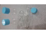 Garrafinha pet 50ml cristal com tampa plastica azul bebe pacote com 10 unidades Drex