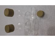Garrafinha pet 50ml cristal com tampa plastica dourada pacote com 10 unidades Drex