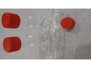Garrafinha pet 50ml cristal com tampa plastica vermelha pacote com 10 unidades Drex