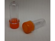 Mini Tubete 8 cm cristal com tampa laranja pacote com 10 unidades Drex